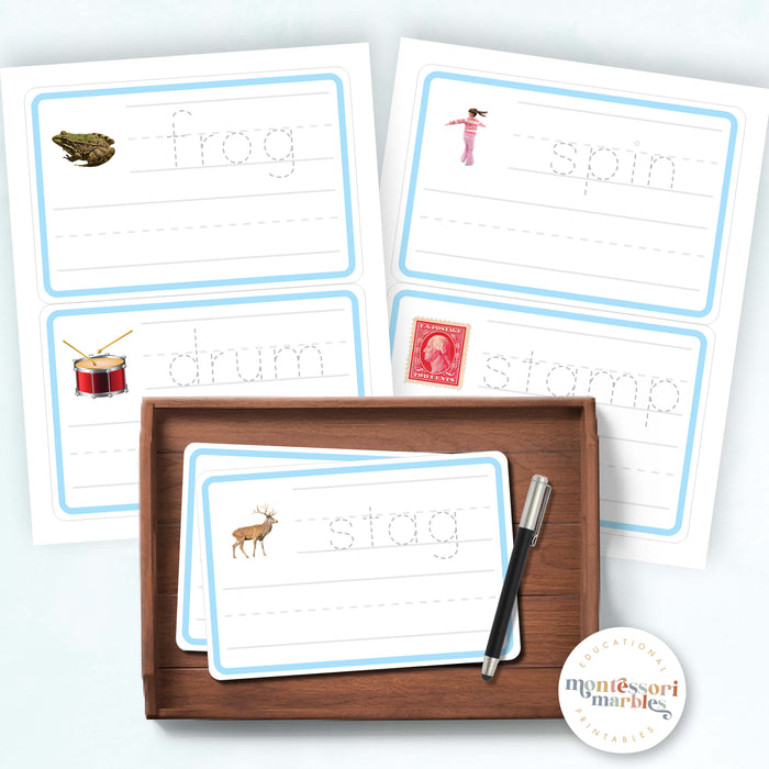 Montessori Blue Series Tracing Cards | Beginning Blends