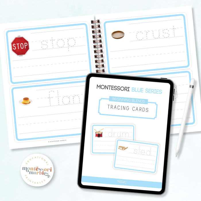Montessori Blue Series Tracing Cards | Beginning Blends