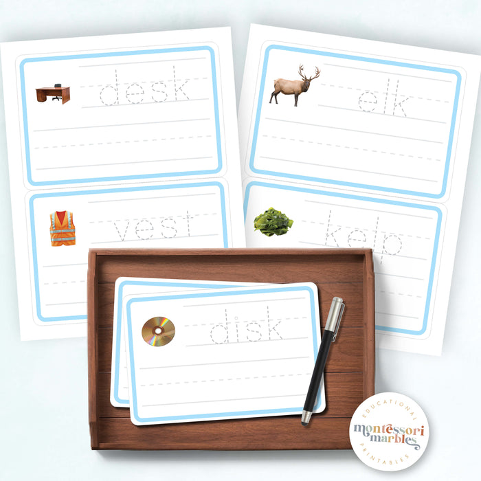 Montessori Blue Series Tracing Cards | Ending Blends