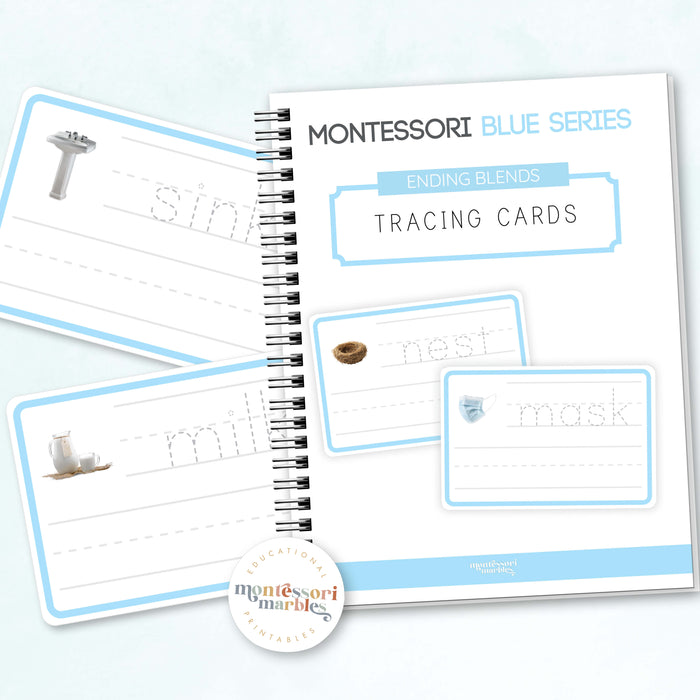 Montessori Blue Series Tracing Cards | Ending Blends
