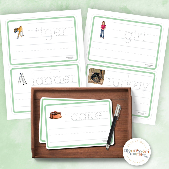 Montessori Green Series Tracing Cards