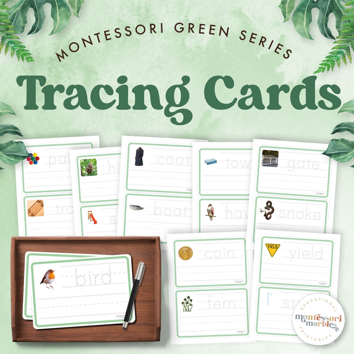 Montessori Green Series Tracing Cards