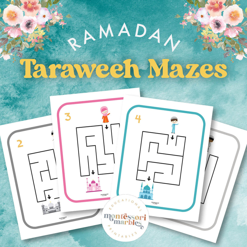Ramadan maze workbook with pathfinding puzzles—holiday cultural study, ages 3-6