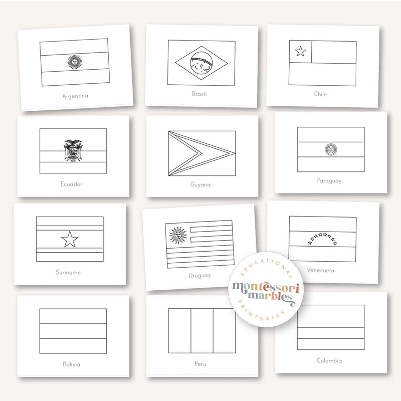 South America Flag Outline Cards
