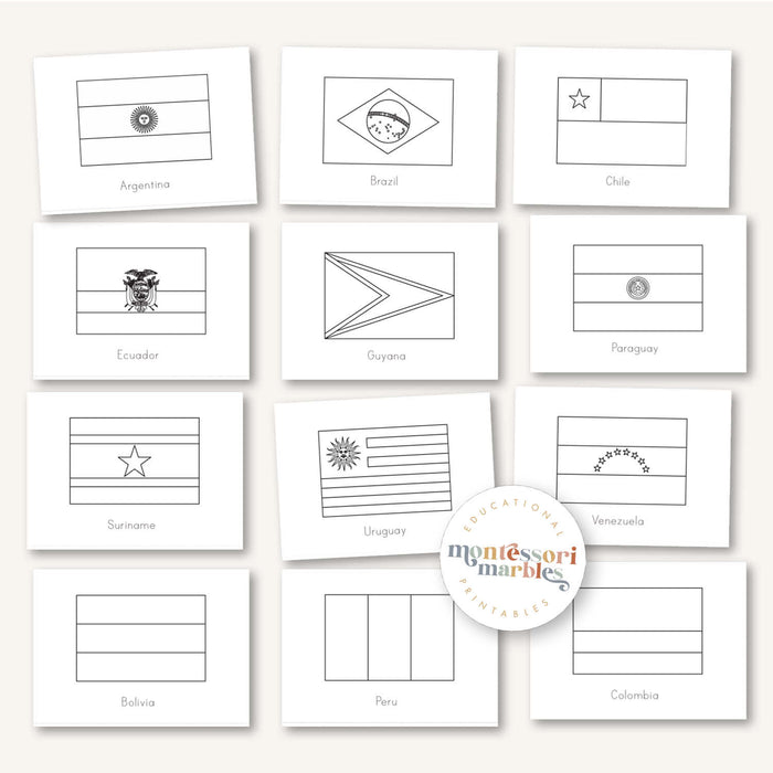 South America Flag Outline Cards