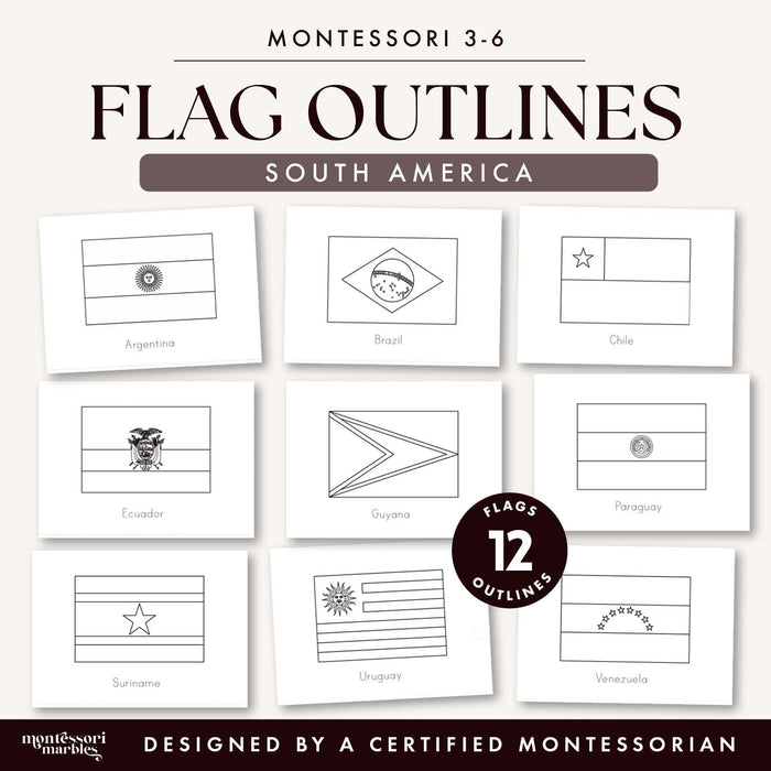 South America Flag Outline Cards