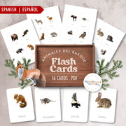 Tarjetas didácticas de animales del bosque para vocabulario español
