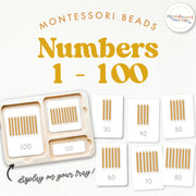 Montessori Golden Beads 1-100 nomenclature for math learning — ages 3-6