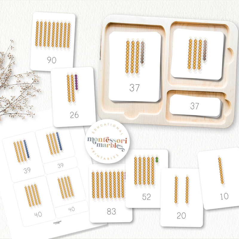 Montessori Golden Beads 1 to 100 Nomenclature Cards