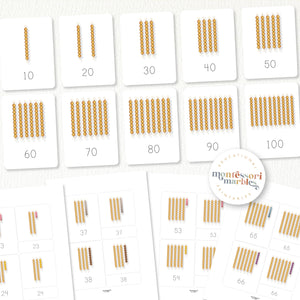 Montessori Golden Beads 1 to 100 | Nomenclature Cards