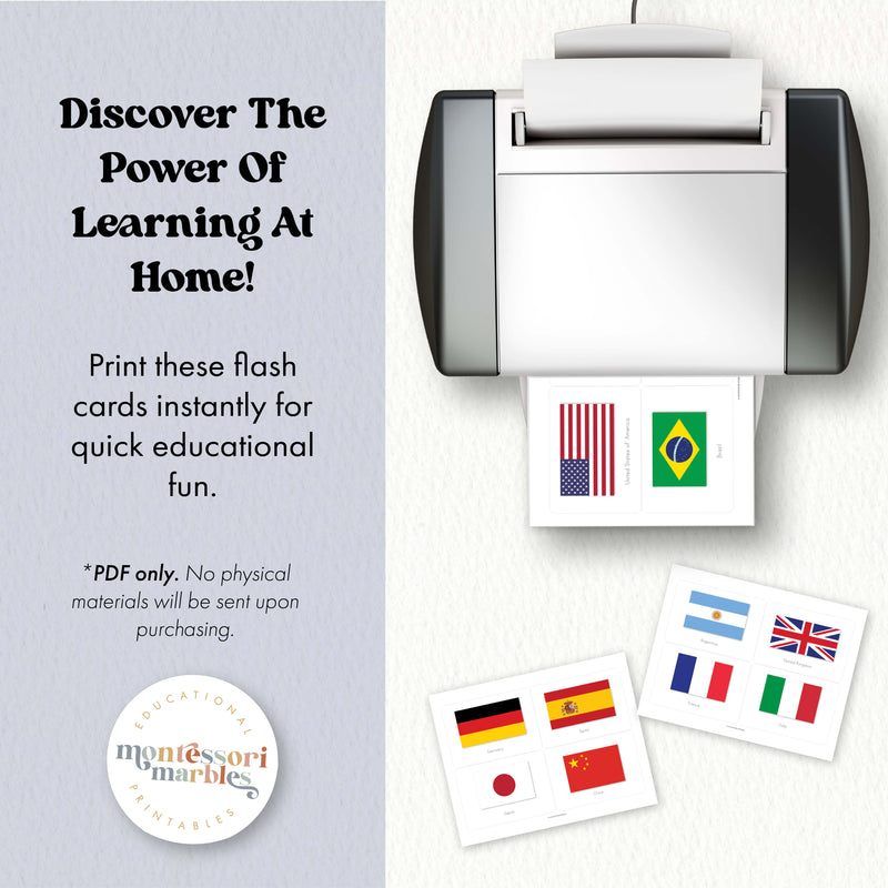 20 World Flags Flash Cards