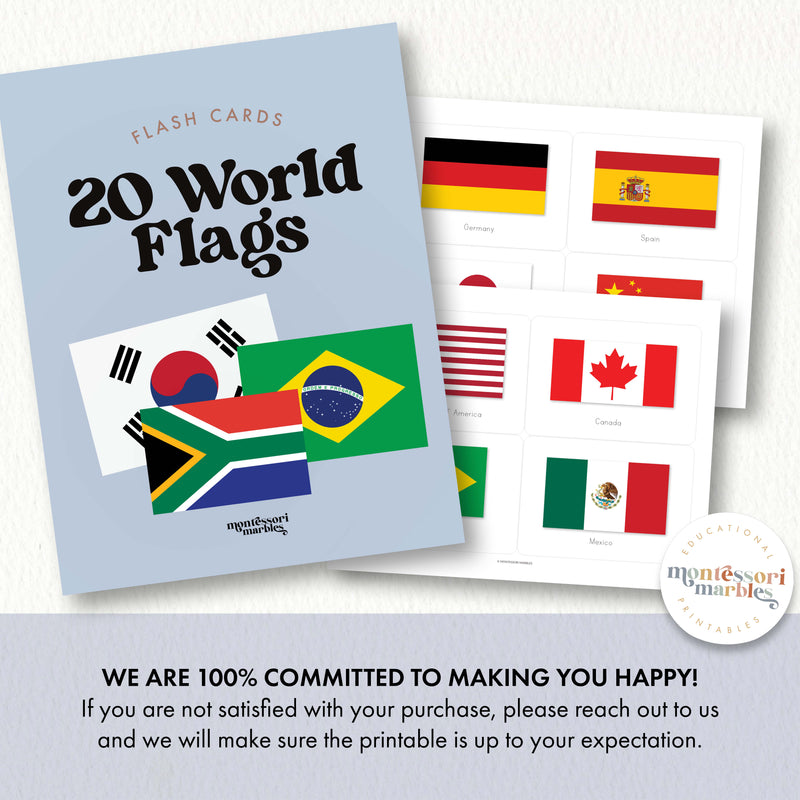 20 World Flags Flash Cards