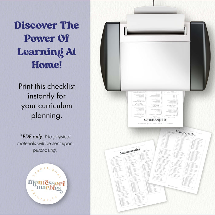 Montessori 6-12 Math Curriculum Checklist