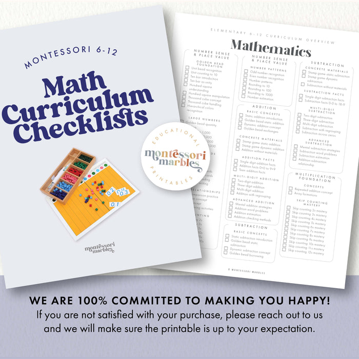 Montessori 6-12 Math Curriculum Checklist