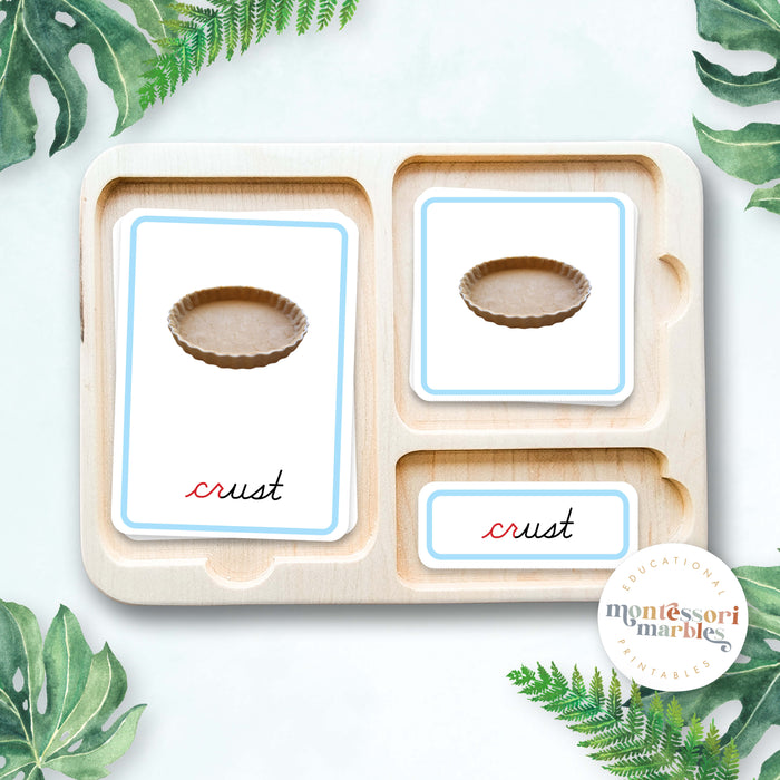 Montessori Blue Series 3 Part Cards Beginning Blends | Cursive
