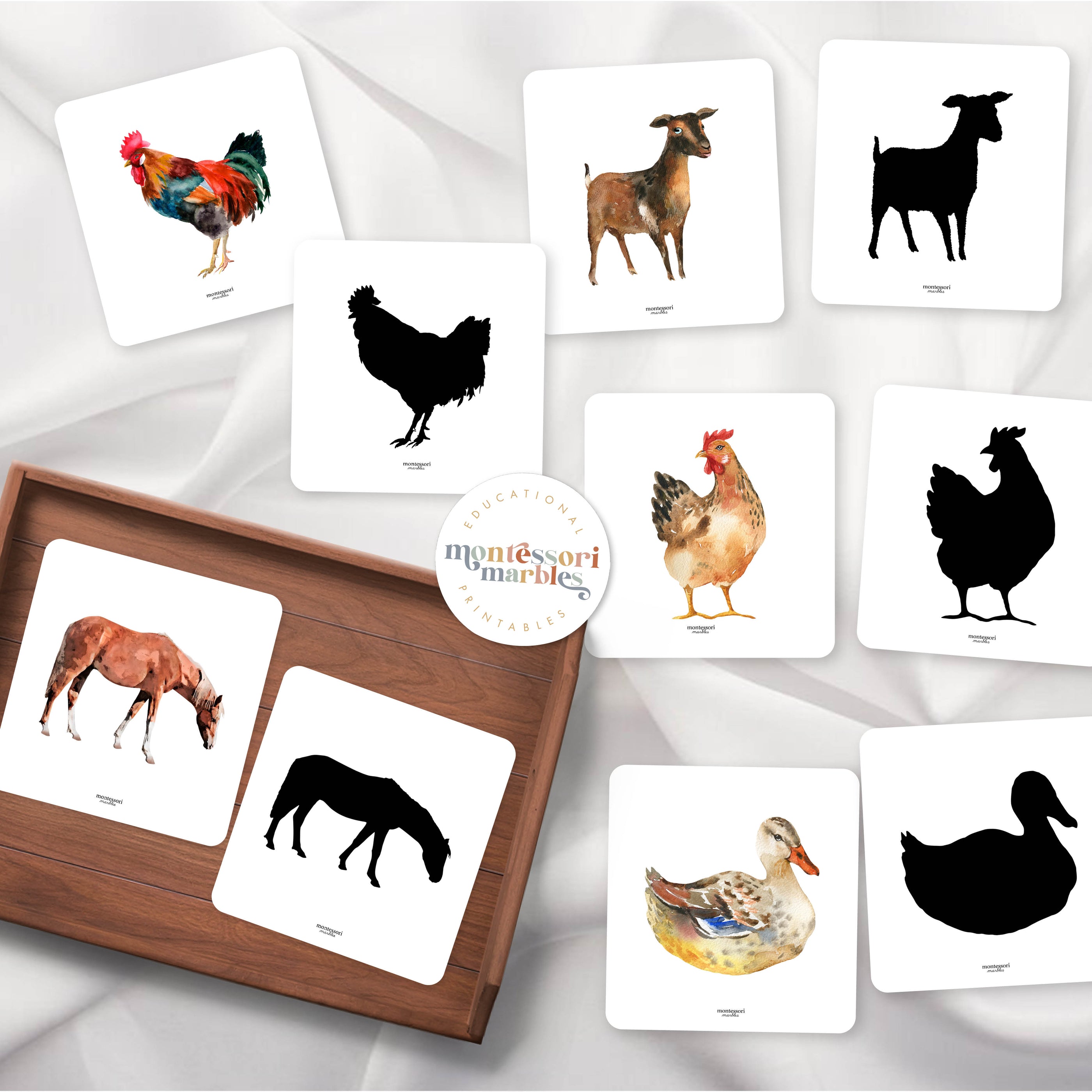Farm Animals Shadow Matching | Montessori Printable Resources ...