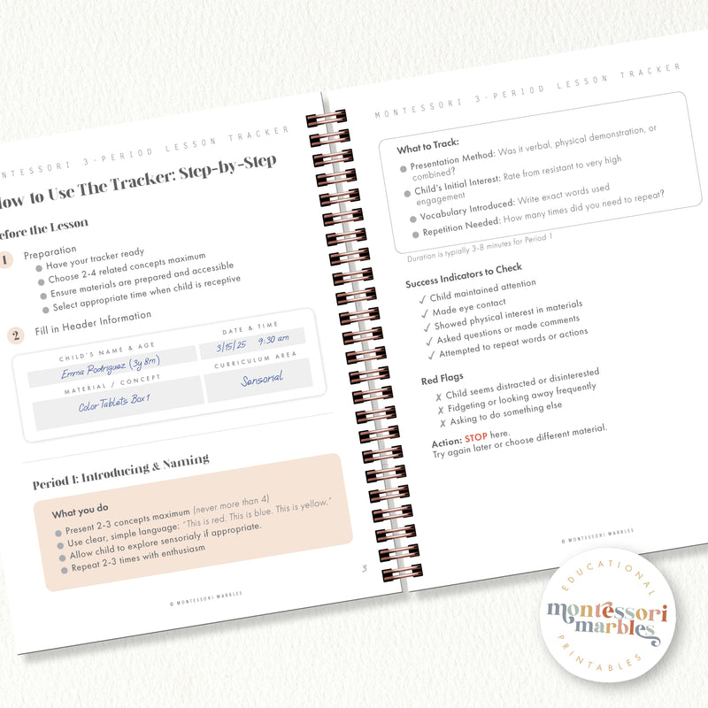 Montessori Three-Period Lesson Tracker + Guide