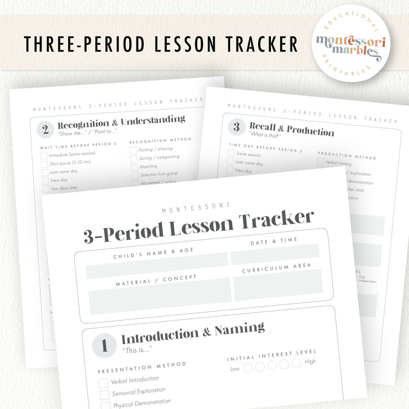 Montessori Three-Period Lesson Tracker + Guide