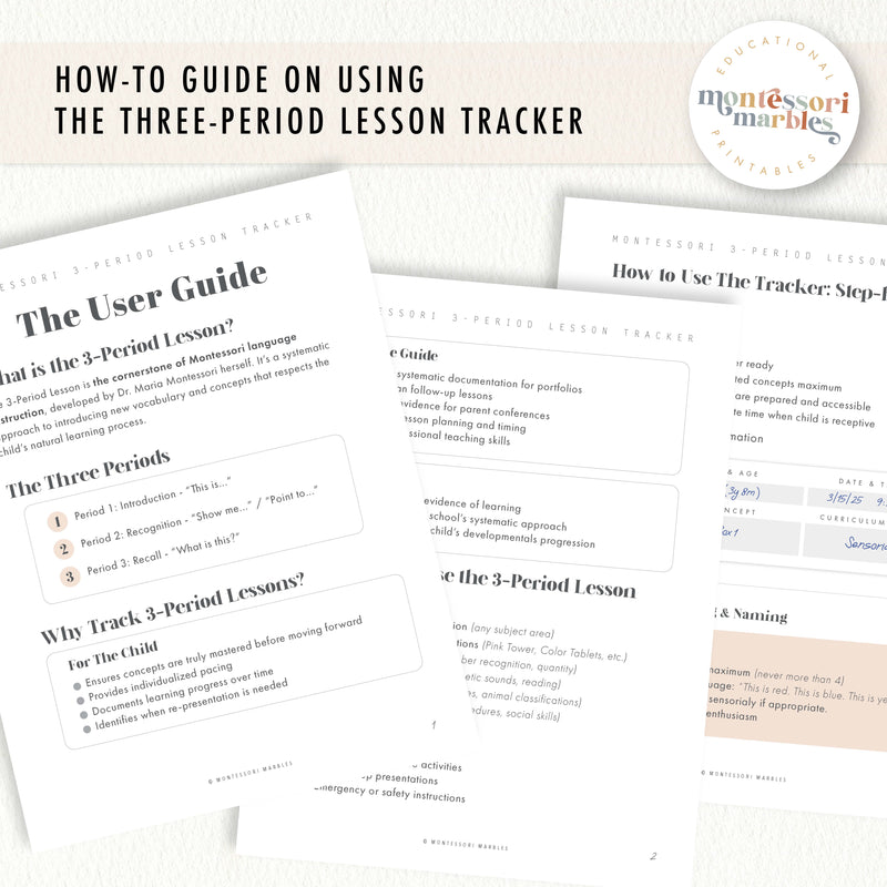 Montessori Three-Period Lesson Tracker + Guide