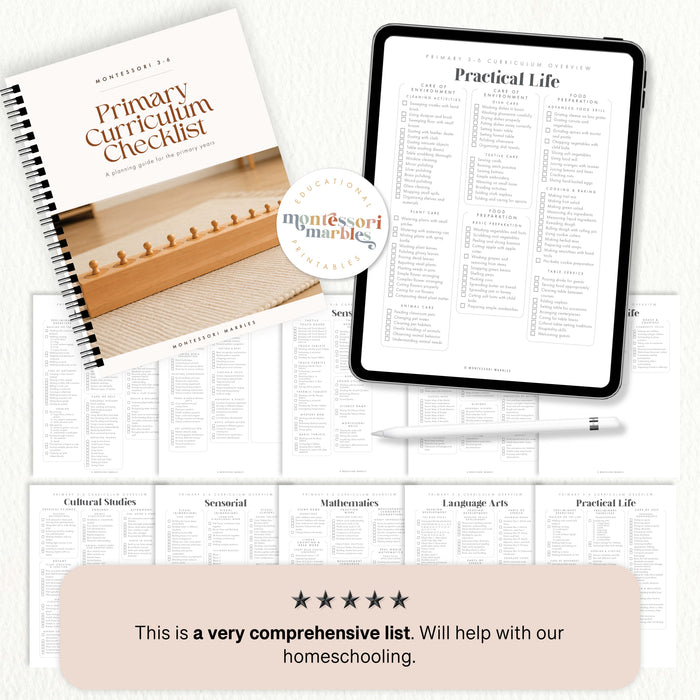 Montessori Primary Curriculum Checklists