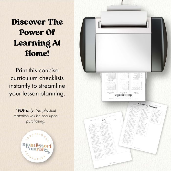 Montessori Primary Curriculum Checklists