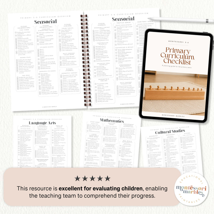 Montessori Primary Curriculum Checklists