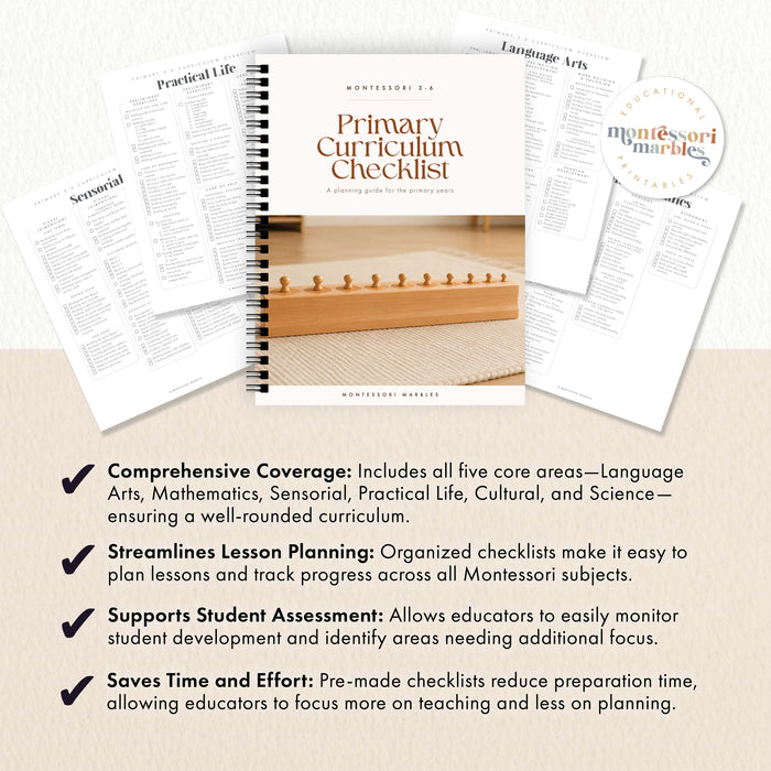 Montessori Primary Curriculum Checklists