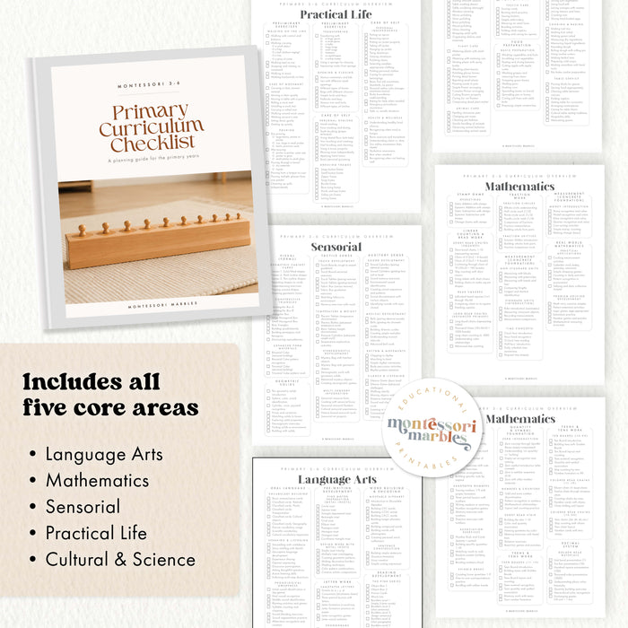 Montessori Primary Curriculum Checklists