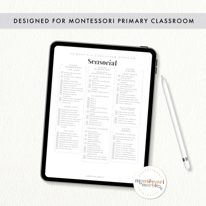 Montessori 3-6 Curriculum Checklists