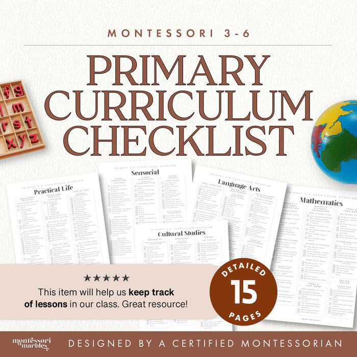 Montessori Primary Curriculum Checklists