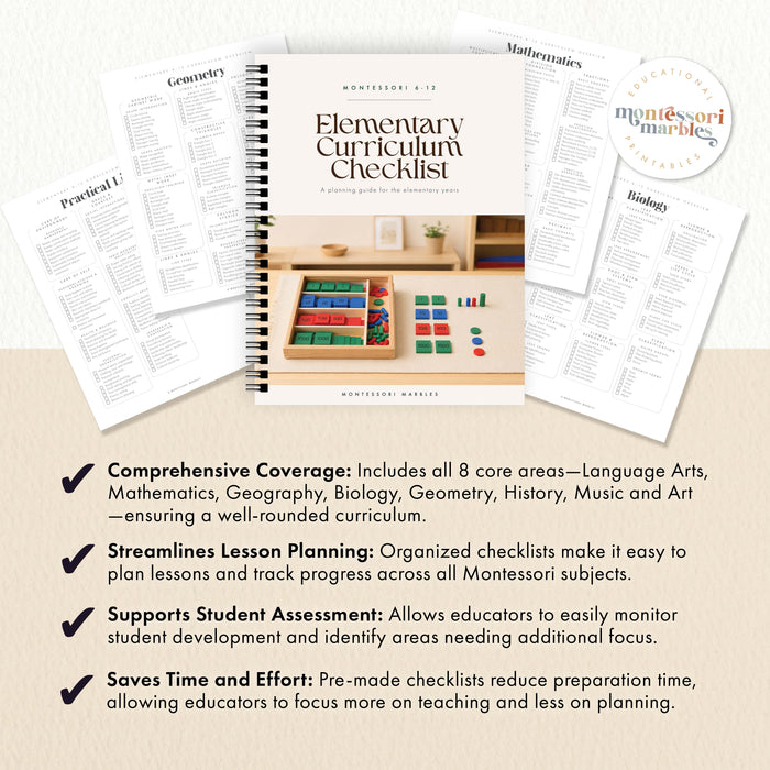 Montessori Elementary Curriculum Checklist | Printable PDF Ages 6-12