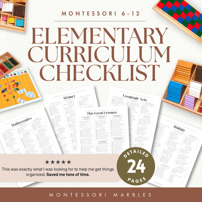 Montessori Elementary Curriculum Checklist | Printable PDF Ages 6-12