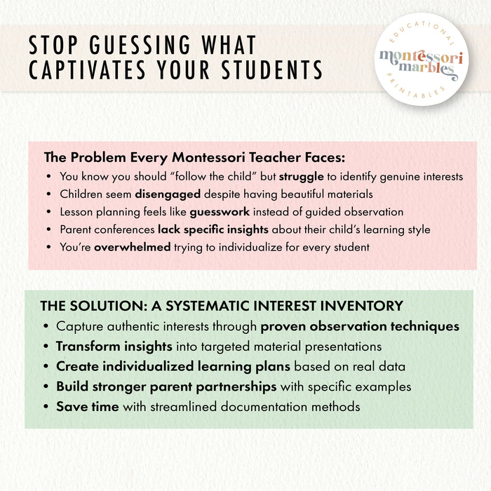 Montessori Interest Inventory Checklist