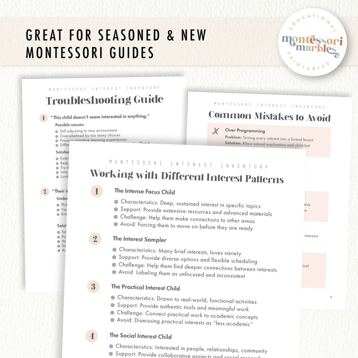 Montessori Interest Inventory Checklist
