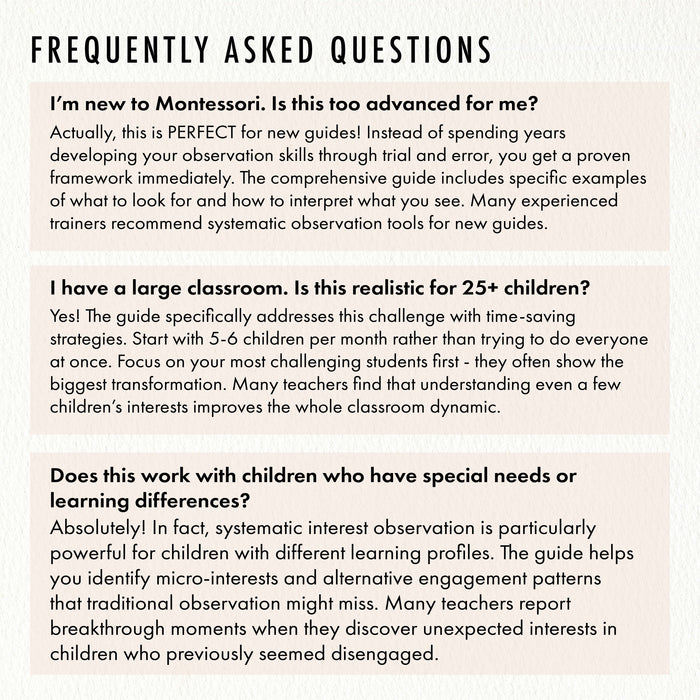 Montessori Interest Inventory Checklist