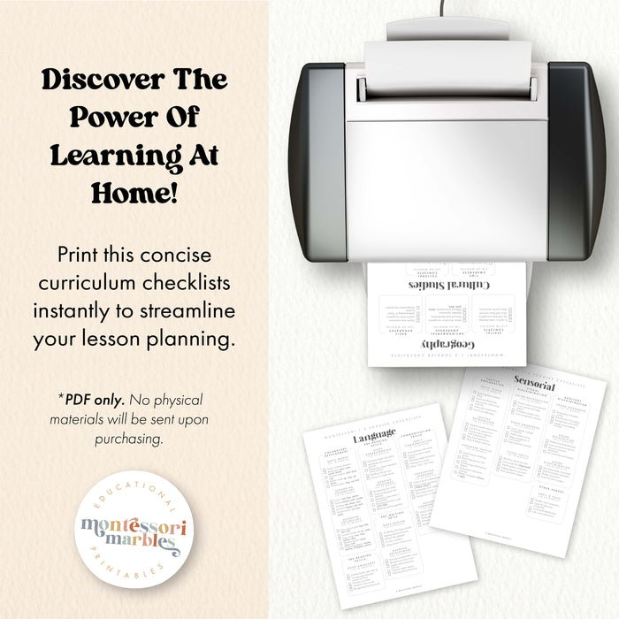 Montessori 1-3 Curriculum Checklists