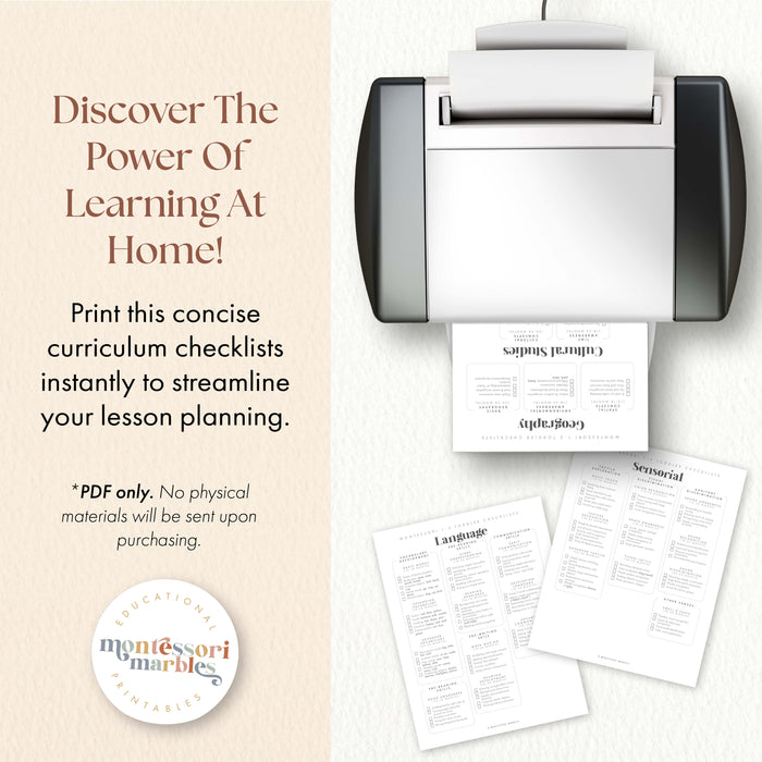 Montessori Toddler Curriculum Checklists