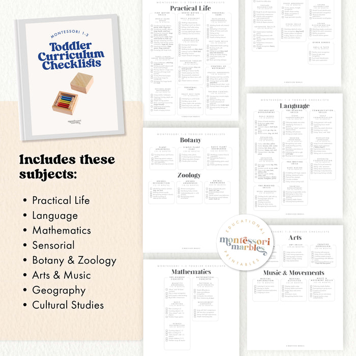 Montessori 1-3 Curriculum Checklists