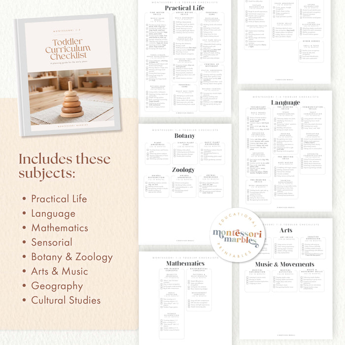 Montessori Toddler Curriculum Checklists