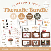 Mushroom-themed activity bundle with fall nature exploration exercises
