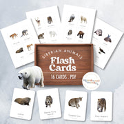 Siberian animals flash cards for taiga and tundra study