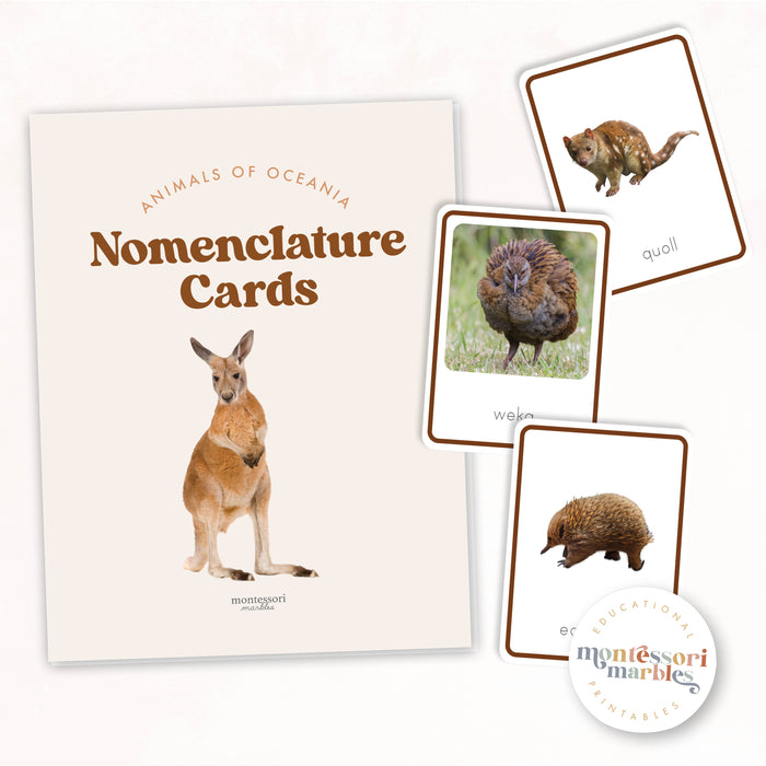 Animals of Oceania Nomenclature Cards
