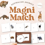 Australian animals magnifying glass matching activity for geography study