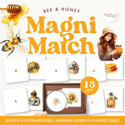 Bee and honey magnifying glass matching for insect observation — ages 3-6