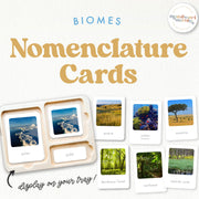Biomes nomenclature cards with labels