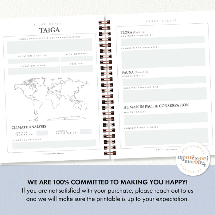 Science Curriculum Montessori | Biome Research Templates | Elementary Homeschool