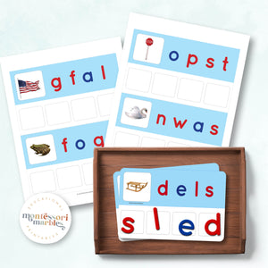 Montessori Blue Series Jumbled Words - Four Letter Words