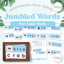 Load image into Gallery viewer, Montessori Blue Series Jumbled Words - Four Letter Words
