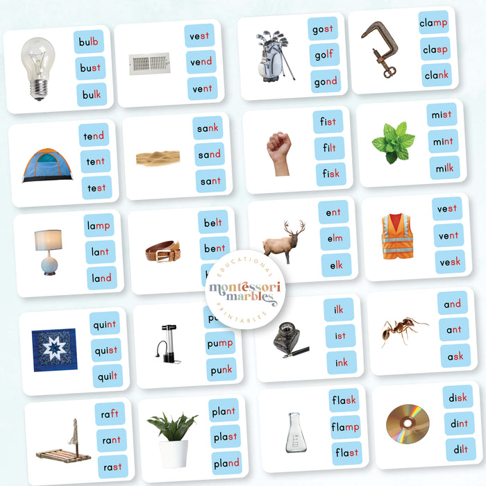Montessori Blue Series Name the Objects (Ending Blends)