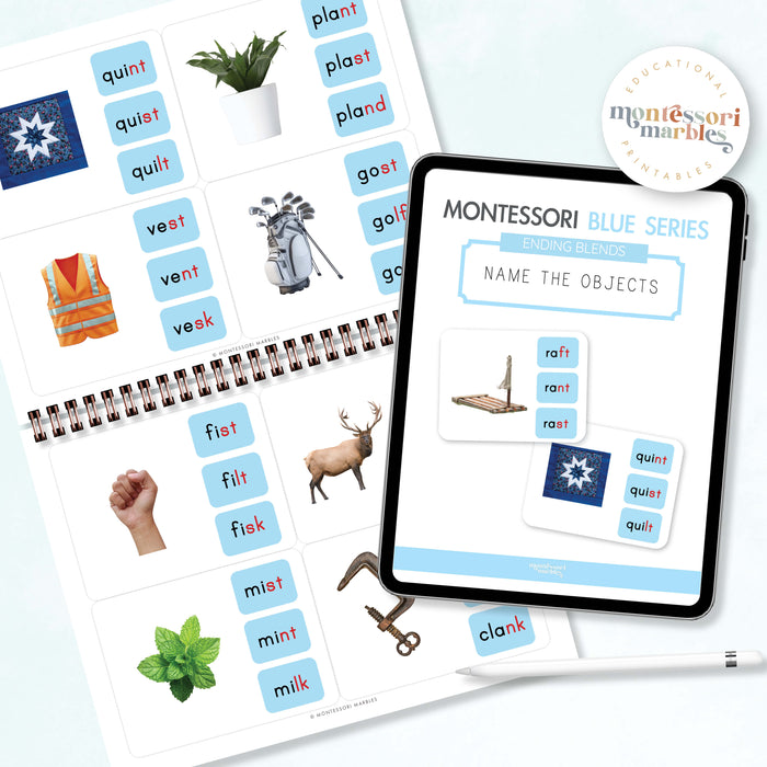 Montessori Blue Series Name the Objects (Ending Blends)